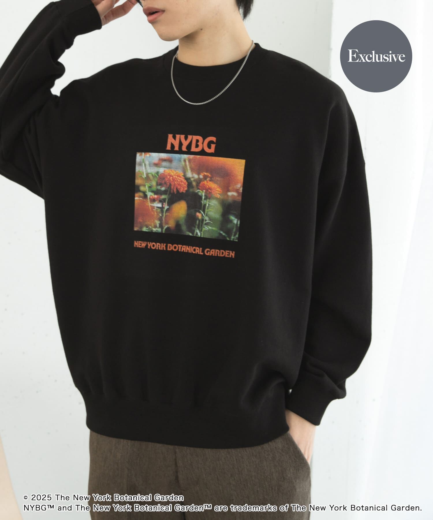 SENSE OF PLACE by URBAN RESEARCH「NYBG　クルーネックルーズスウェットB」|スウェット・ジャージ|ブラック