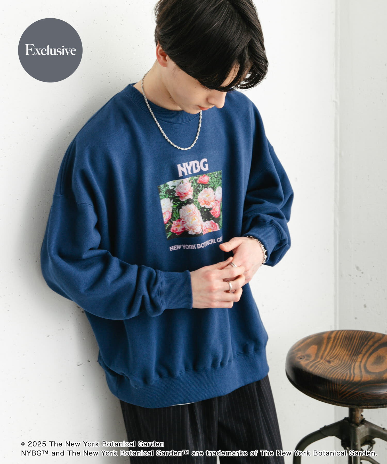 SENSE OF PLACE by URBAN RESEARCH「NYBG　クルーネックルーズスウェットB」|スウェット・ジャージ|ブルー