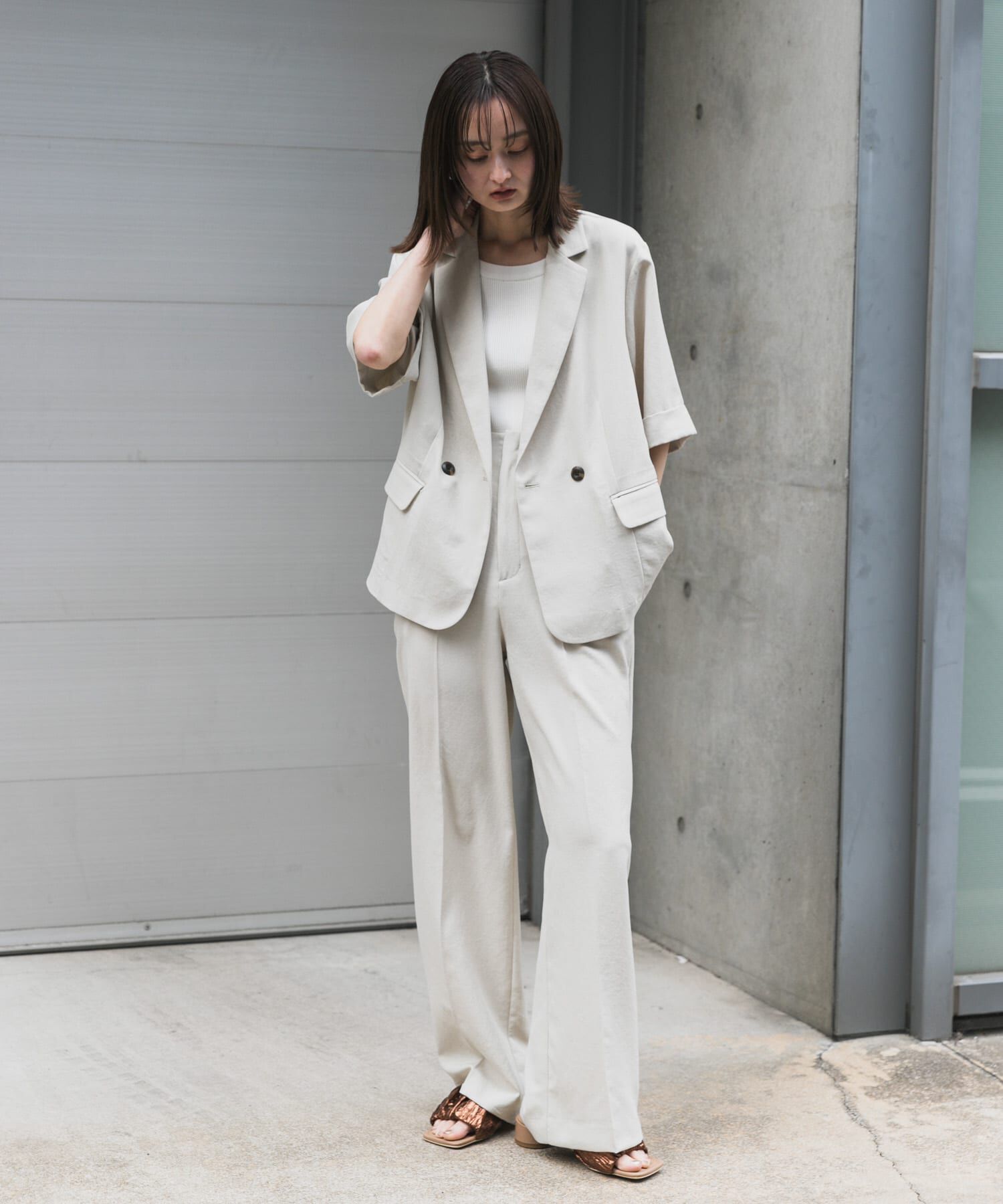 SENSE OF PLACE by URBAN RESEARCH「『UR TECH DRYLUXE』リネンライクワイドパンツ」|その他|