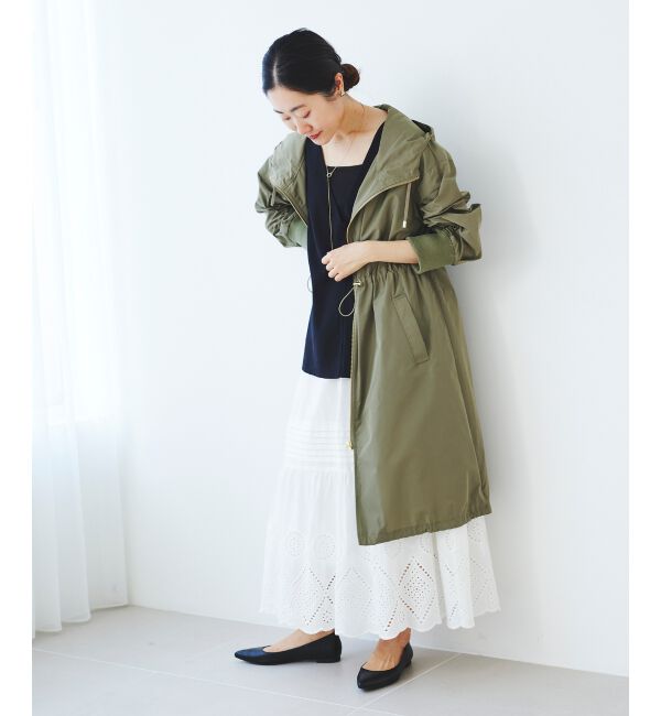  「ライトタフタフードロングブルゾン」|ブルゾン・スタジャン|