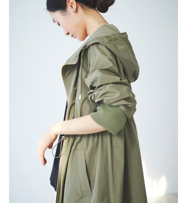  「ライトタフタフードロングブルゾン」|ブルゾン・スタジャン|
