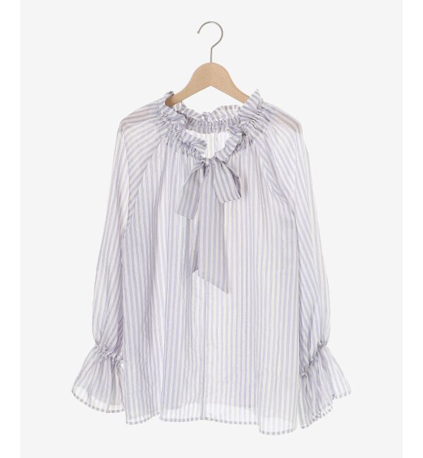 le.coeur blanc「ゴールドラメストライプリボンブラウス」|シャツ・ブラウス|