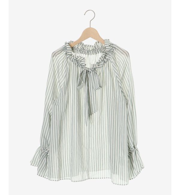 le.coeur blanc「ゴールドラメストライプリボンブラウス」|シャツ・ブラウス|