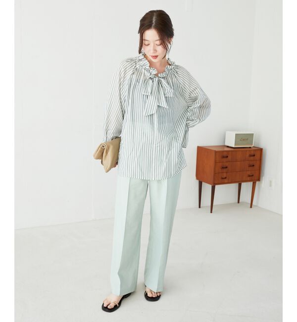 le.coeur blanc「ゴールドラメストライプリボンブラウス」|シャツ・ブラウス|