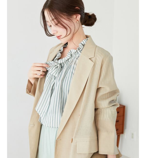 le.coeur blanc「ゴールドラメストライプリボンブラウス」|シャツ・ブラウス|