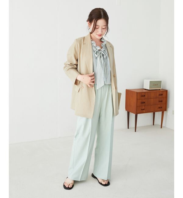 le.coeur blanc「ゴールドラメストライプリボンブラウス」|シャツ・ブラウス|