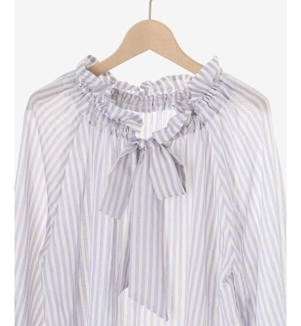 le.coeur blanc「ゴールドラメストライプリボンブラウス」|シャツ・ブラウス|
