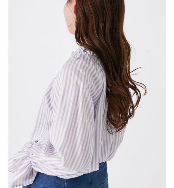 le.coeur blanc「ゴールドラメストライプリボンブラウス」|シャツ・ブラウス|