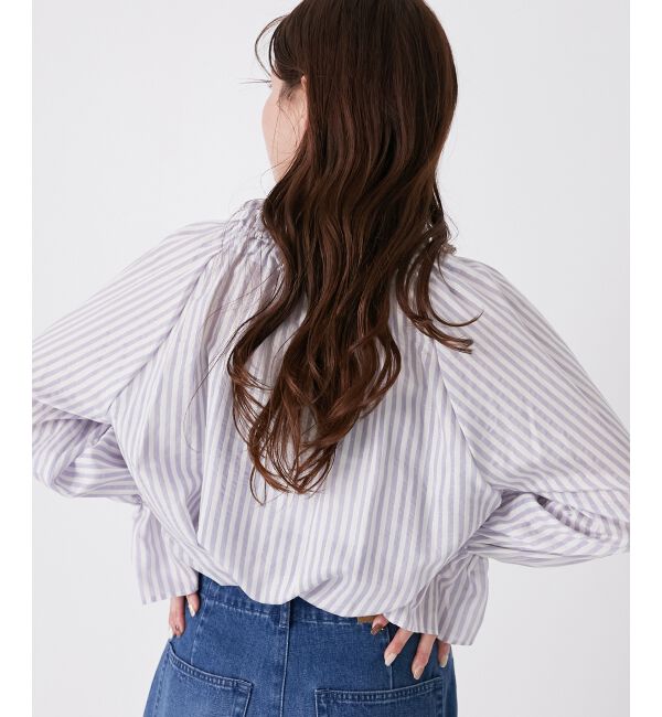 le.coeur blanc「ゴールドラメストライプリボンブラウス」|シャツ・ブラウス|