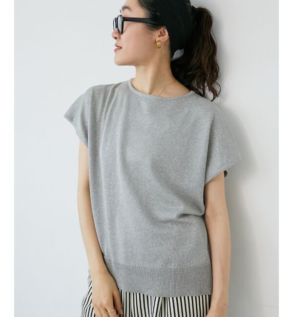  「《手洗い可能》フレンチスリーブラメニット」|ニット・セーター|