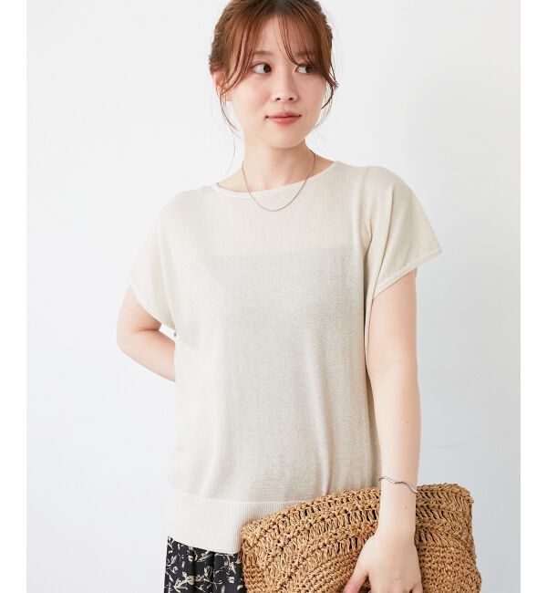  「《手洗い可能》フレンチスリーブラメニット」|ニット・セーター|