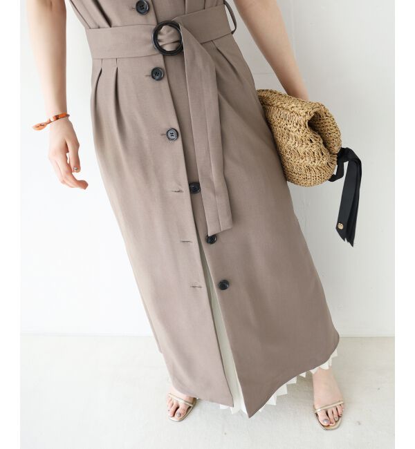  「《WEB限定アイテム》リネンライクフロントボタンワンピース」|ワンピース|