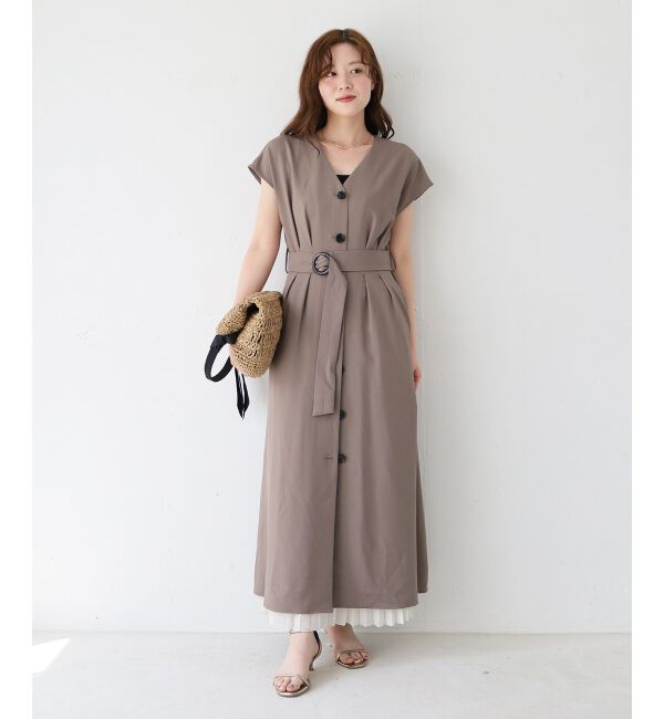  「《WEB限定アイテム》リネンライクフロントボタンワンピース」|ワンピース|