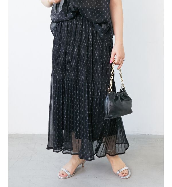  「楊柳フラワープリントランダムプリーツスカート」|スカート|