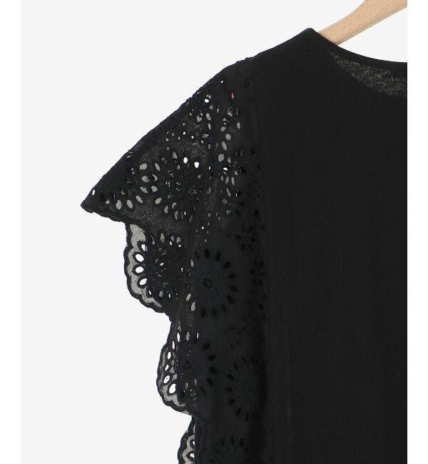  「《手洗い可能》スカラップレーススリーブカットソー」|Tシャツ・カットソー|