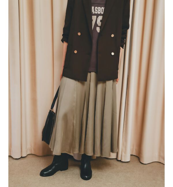  「《手洗い可能》フィブリルサテンパネルプリーツスカート」|スカート|ベージュ