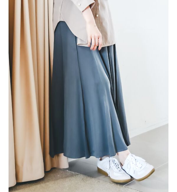  「《手洗い可能》フィブリルサテンパネルプリーツスカート」|スカート|