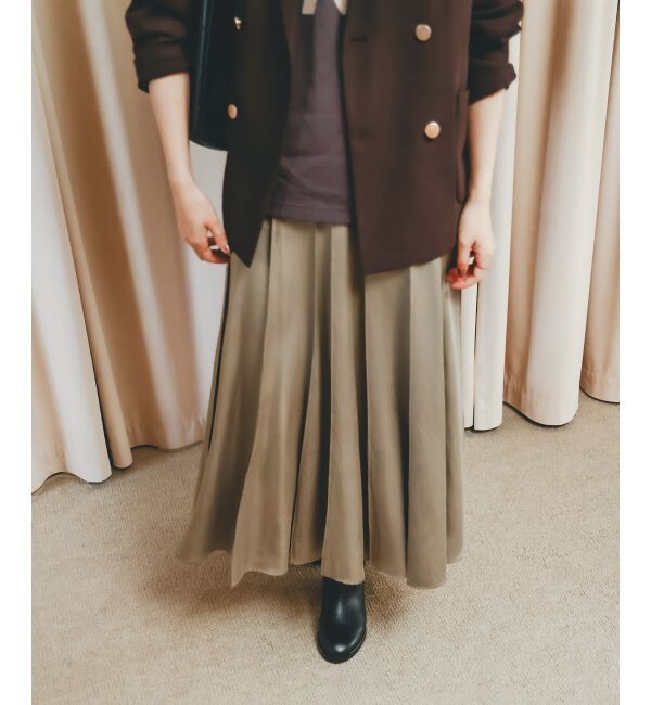  「《手洗い可能》フィブリルサテンパネルプリーツスカート」|スカート|