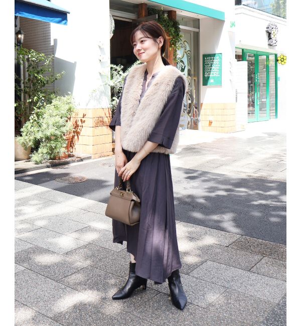  「リネンライクハーフスリーブワンピース」|ワンピース|