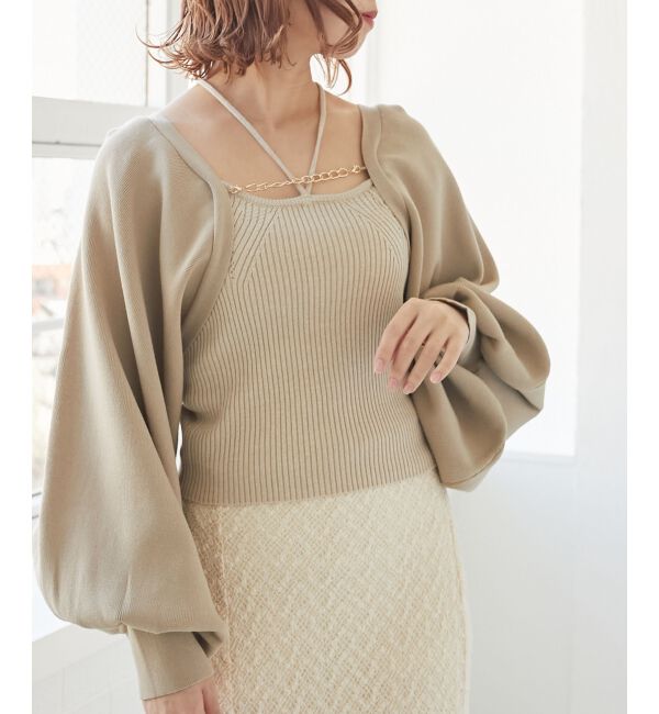 MAJESTICLEGON「チェーン付きショートニットボレロ」|ニット・セーター|