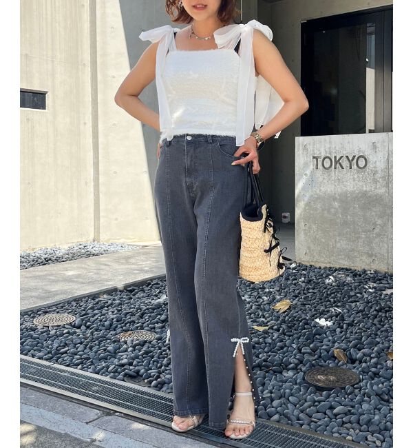 MAJESTICLEGON「ラメリボンプードルビスチェ」|キャミソール|