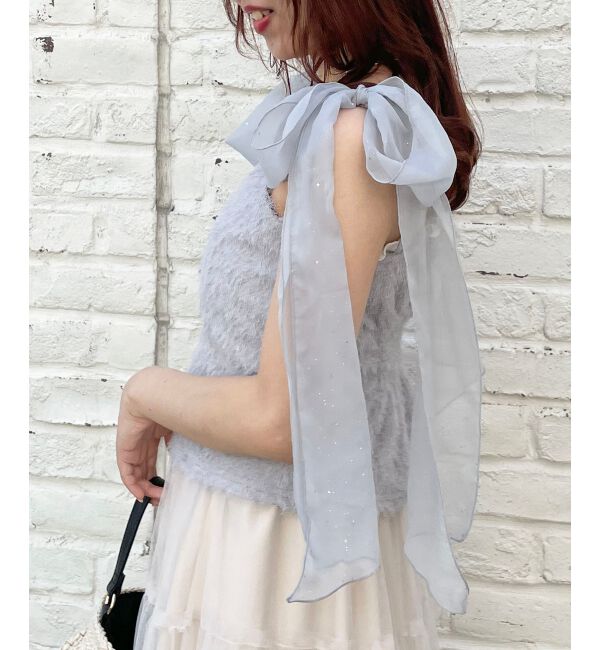 MAJESTICLEGON「ラメリボンプードルビスチェ」|キャミソール|