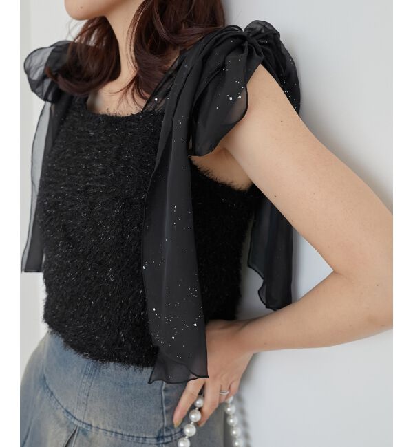 MAJESTICLEGON「ラメリボンプードルビスチェ」|キャミソール|