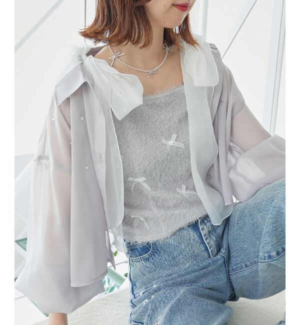 MAJESTICLEGON「ラメリボンプードルビスチェ」|キャミソール|