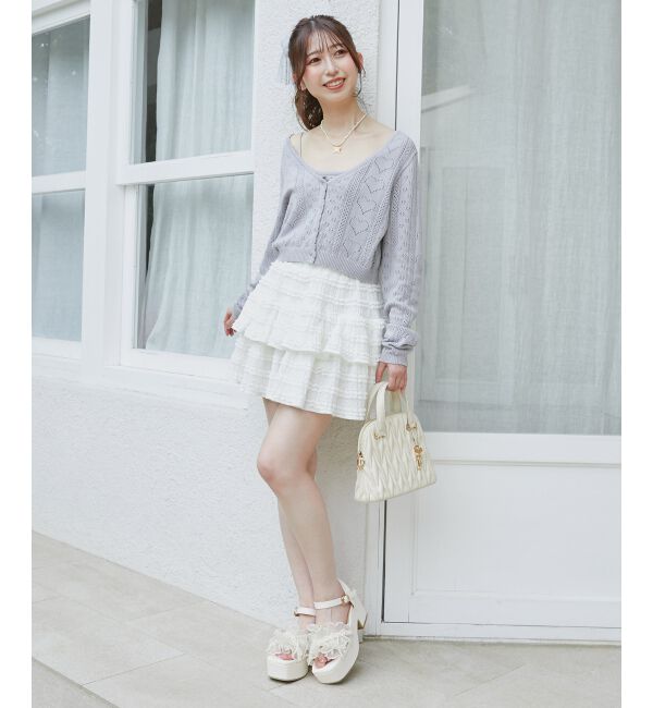  「パールリボンフリルボリュームサンダル」|サンダル|