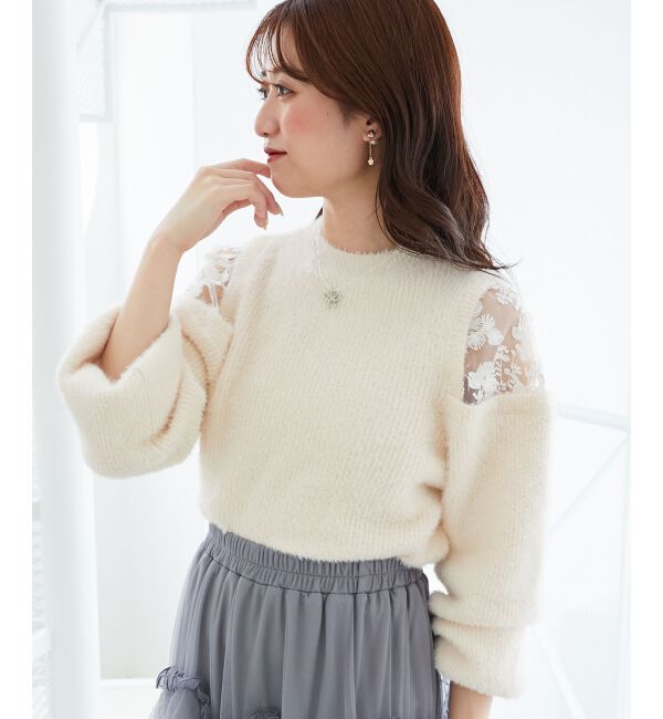  「ショルダーレースシャギーニット」|ニット・セーター|