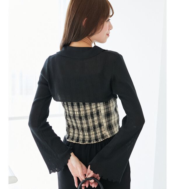  「バイカラーキャミ＆ショートボレロセット」|ニット・セーター|