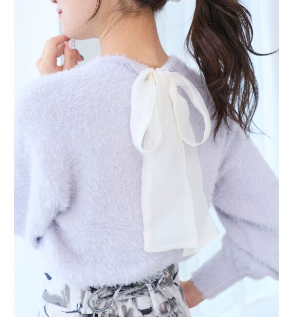  「バックリボンシャギーニット」|ニット・セーター|ラベンダー