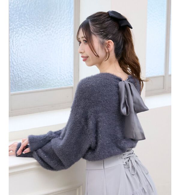  「バックリボンシャギーニット」|ニット・セーター|Ｃ／グレー