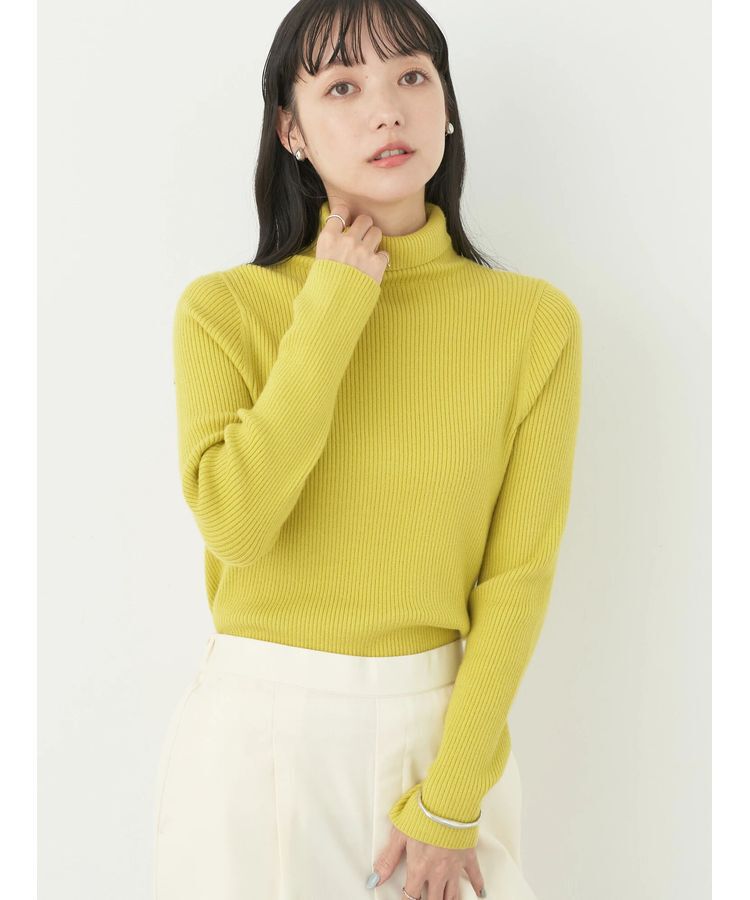 earth music&ecology「やわらかタッチリブタートルネックプルオーバー」|ニット・セーター|Lime Green