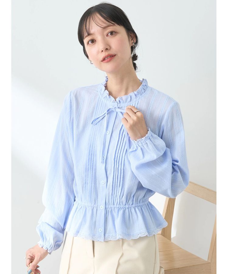 earth music&ecology「ピンタックフリルブラウス」|シャツ・ブラウス|Sax