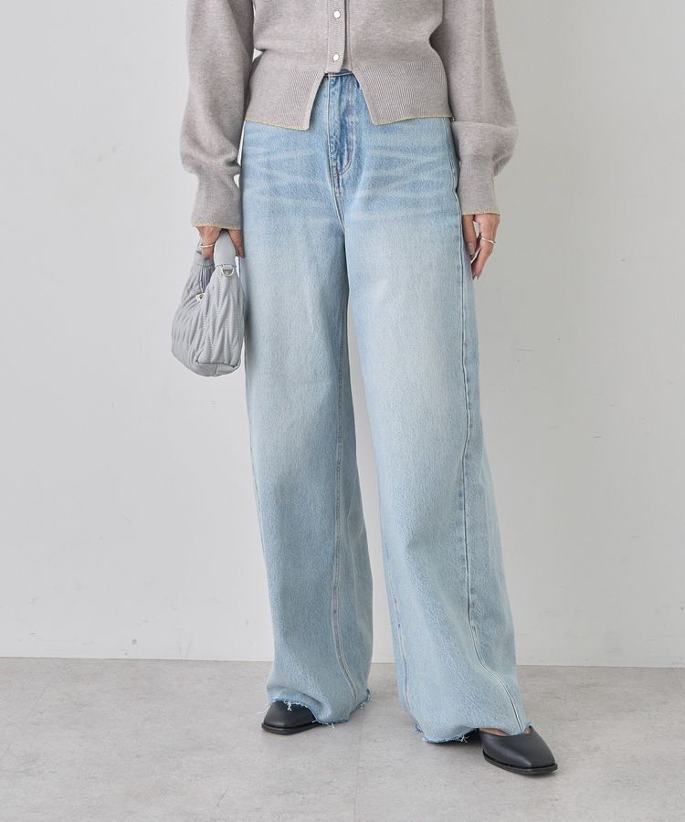 earth music&ecology「セルフカットワイドデニムパンツ」|デニム|