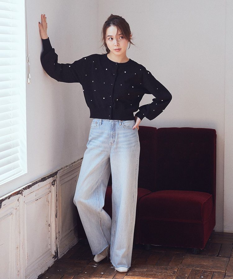 earth music&ecology「セルフカットワイドデニムパンツ」|デニム|