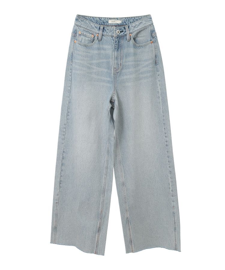 earth music&ecology「セルフカットワイドデニムパンツ」|デニム|