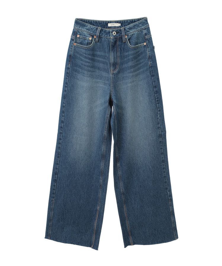 earth music&ecology「セルフカットワイドデニムパンツ」|デニム|