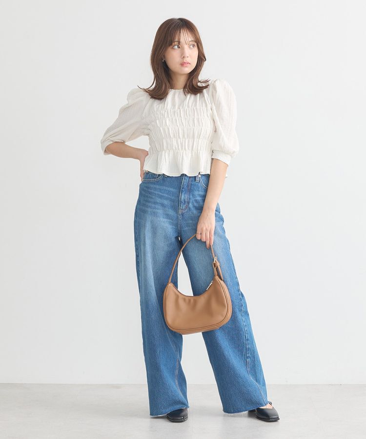 earth music&ecology「セルフカットワイドデニムパンツ」|デニム|