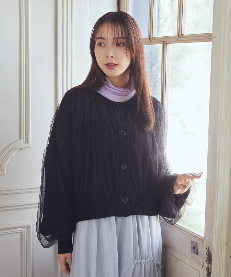 earth music&ecology「チュールレイヤードカーディガン」|カーディガン|