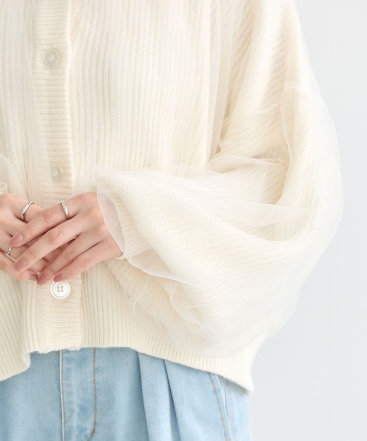 earth music&ecology「チュールレイヤードカーディガン」|カーディガン|