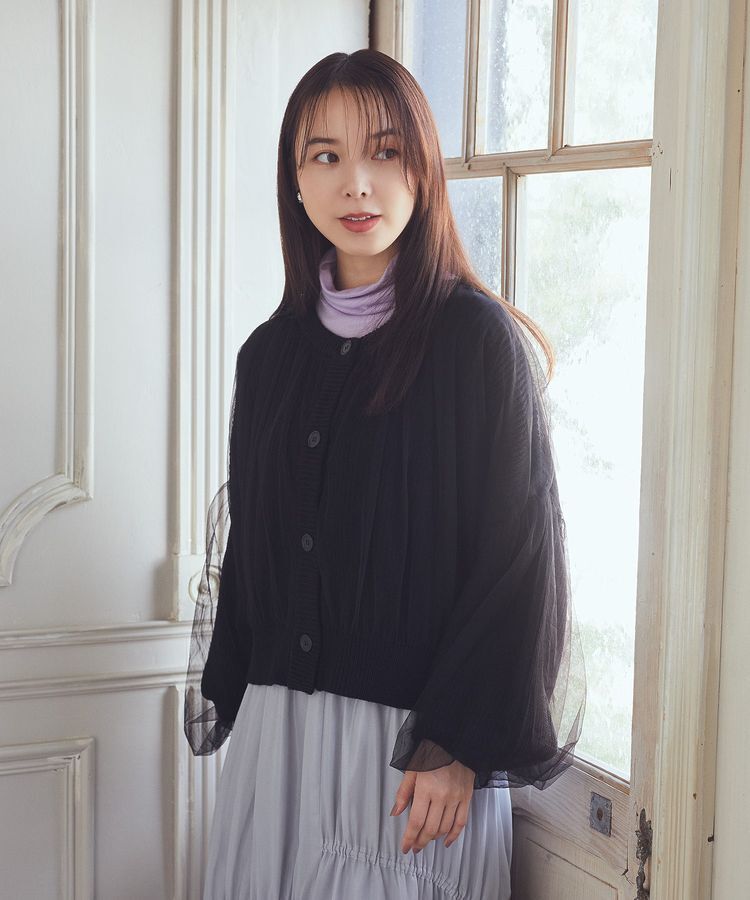 earth music&ecology「チュールレイヤードカーディガン」|カーディガン|