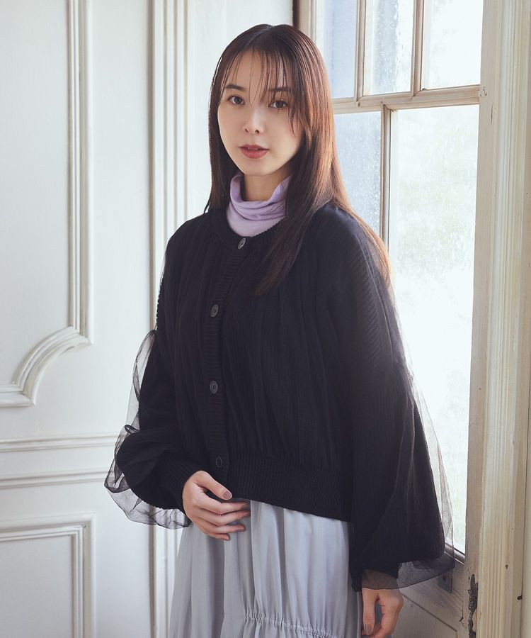earth music&ecology「チュールレイヤードカーディガン」|カーディガン|