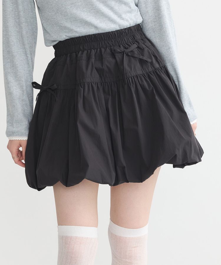 earth music&ecology「ダブルリボンバルーンミニスカート」|スカート|Black