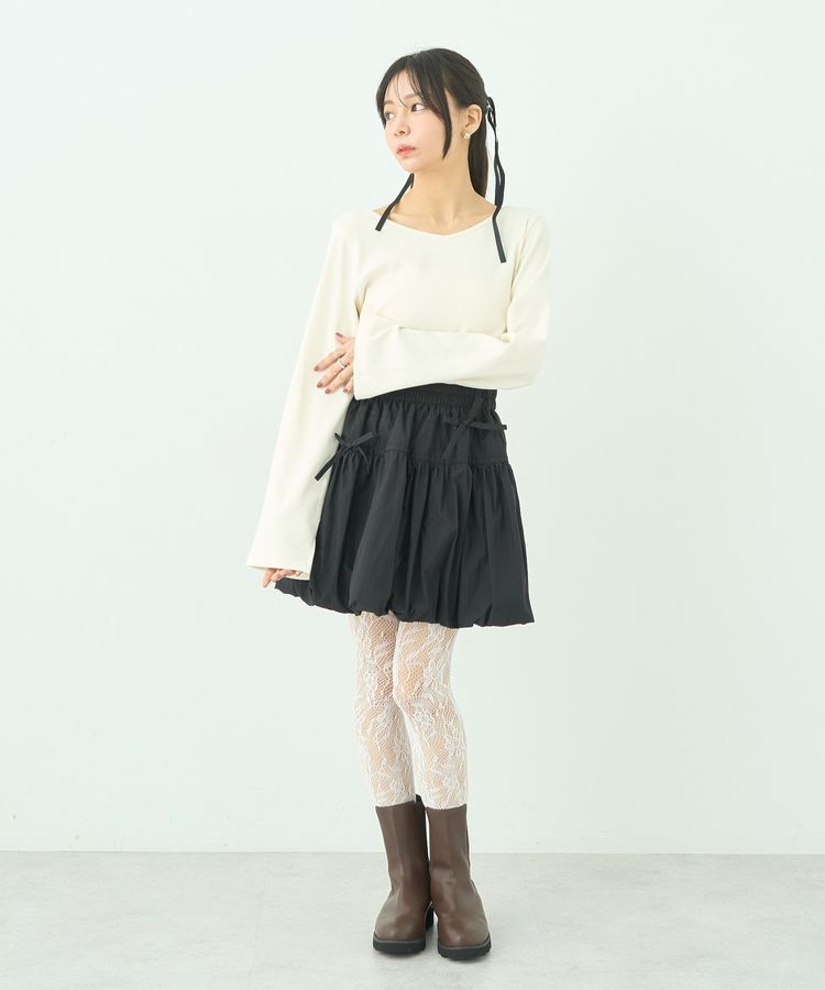 earth music&ecology「ダブルリボンバルーンミニスカート」|スカート|