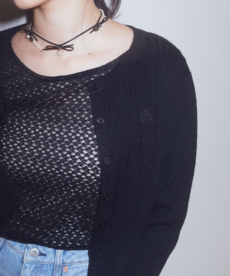 earth music&ecology「ミニケーブルコンパクトカーディガン」|カーディガン|