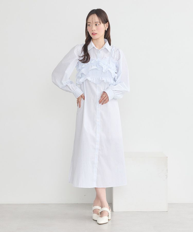 earth music&ecology「SET2点シャーリングビスチェ+シャツワンピース」|ワンピース|