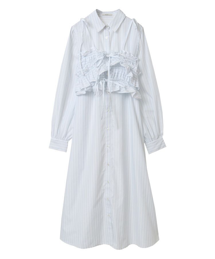 earth music&ecology「SET2点シャーリングビスチェ+シャツワンピース」|ワンピース|