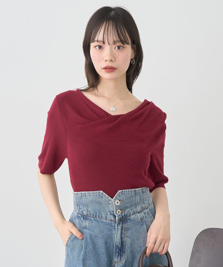 earth music&ecology「ドレープニットプルオーバー」|ニット・セーター|Bordeaux